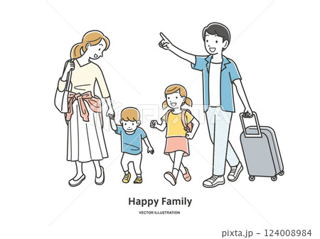 旅行に出かける家族4人 旅行に出かける家族4人 124008984