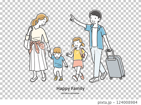 旅行に出かける家族4人 旅行に出かける家族4人 124008984