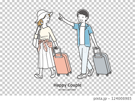 旅行に出かける若いカップル 124008985