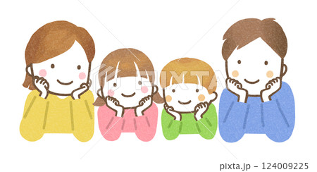 頬杖をつく家族 124009225