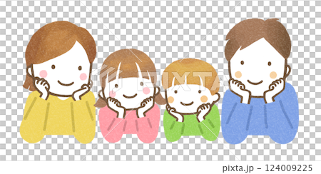 頬杖をつく家族 124009225