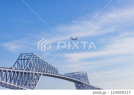 ゲートブリッジと飛行機 東京都 ゲートブリッジと飛行機 東京都 124009317