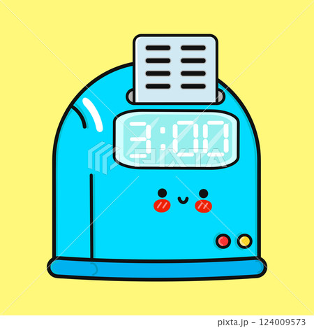 Cheerful Punch Clock Character. Cute Cartoon Time Recorder 124009573