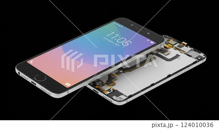 黒い背景のスマートフォン 124010036