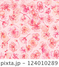 Spring watercolor seamless pattern. Watercolour florals. Pink flowers 124010289