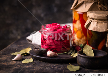 Healthy homemade fermented food in jars Healthy homemade fermented food in jars 124010814