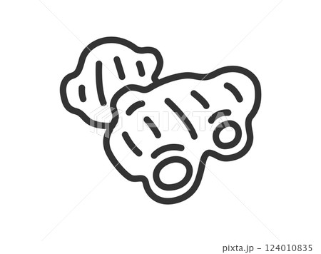 生姜のアイコン（線画）のイラスト 124010835