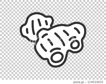 生姜のアイコン（線画）のイラスト 124010835