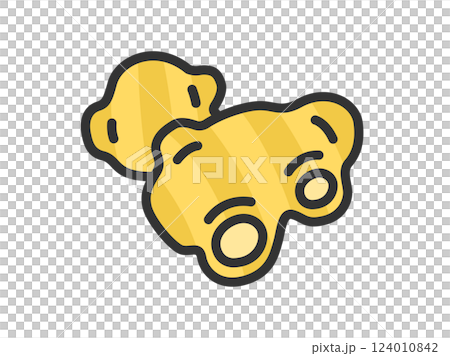 Illustration of ginger icon (line drawing color) 124010842