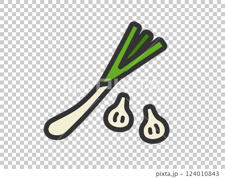 蔥圖示插圖（線條描色） 124010843
