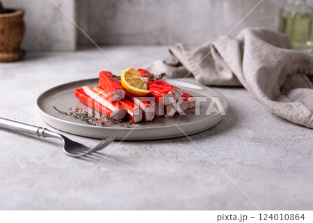 Surimi sticks from crab meat 124010864