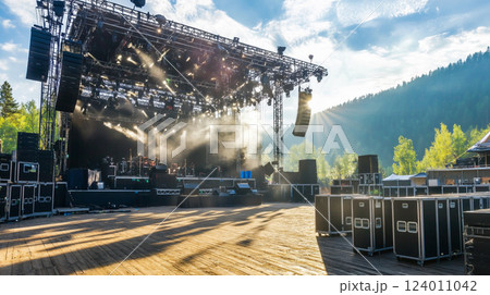 夏の音楽フェスティバルのステージ	 124011042