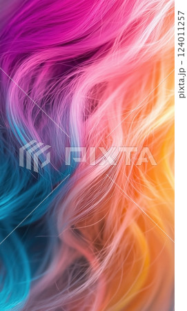 Closeup display of vibrant acrylic neon hair colors showcasing unique texture and blend 124011257