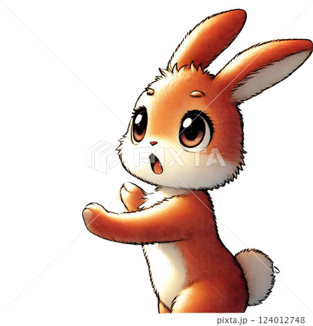 驚き顔 口を開けているうさぎ イラスト絵 白背景 Generative AIの