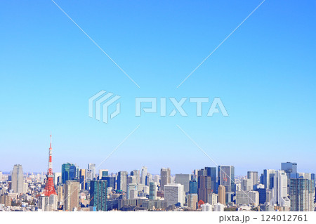東京都港区、東京の町並みと東京タワーの風景 東京都港区、東京の町並みと東京タワーの風景 124012761