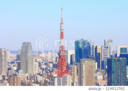 東京都港区、東京の町並みと東京タワーの風景 東京都港区、東京の町並みと東京タワーの風景 124012762