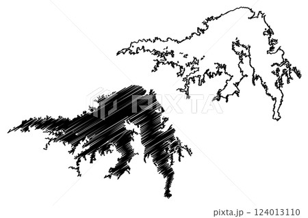 Lake Kinkony (Africa, Republic of Madagascar) map vector illustration, scribble sketch Lac Kinkony map 124013110