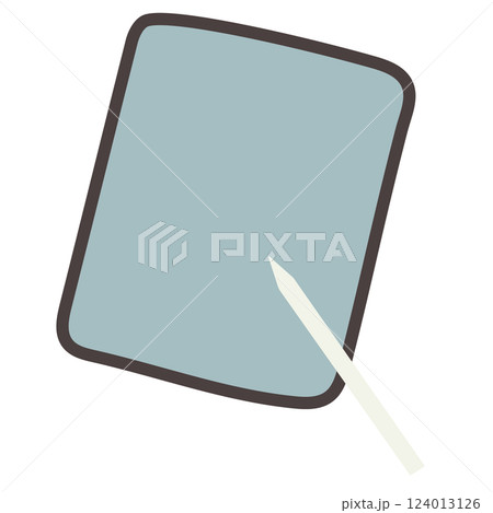 タブレット端末とペンシルのセット　シンプルでおしゃれな手書きのイラスト 124013126