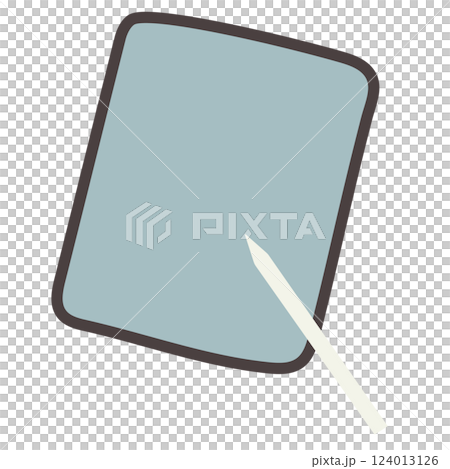 平板電腦和鉛筆套裝：簡單而時尚的手繪插圖 124013126