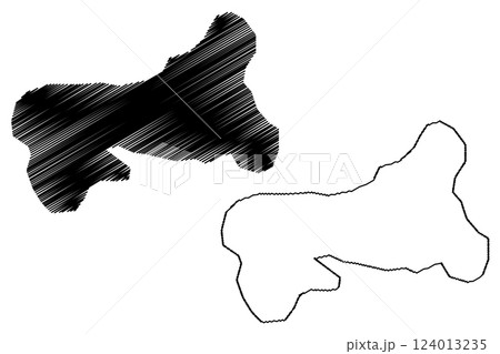 Lake Monoun (Africa, Republic of Cameroon) map vector illustration, scribble sketch map 124013235