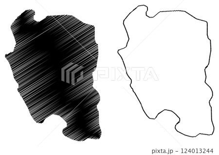 Lake Nyos (Africa, Republic of Cameroon) map vector illustration, scribble sketch map 124013244