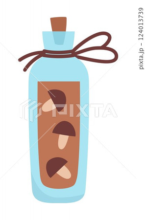 Vector mushroom magic potion icon isolated on white background. Cute glass jar with elixir or brew. Woodland princess or witch clipart. Fantasy forest illustration. Magic fairytale drink 124013739