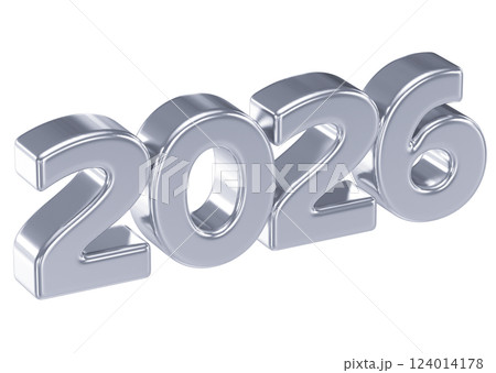 Silver Number For Happy New Year 3D Render 124014178