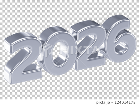 Silver Number For Happy New Year 3D Render 124014178