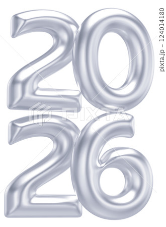 Silver Number For Happy New Year 3D Render 124014180