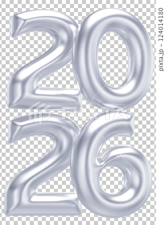 Silver Number For Happy New Year 3D Render 124014180