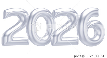 Silver Number For Happy New Year 3D Render 124014181