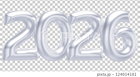 Silver Number For Happy New Year 3D Render 124014181