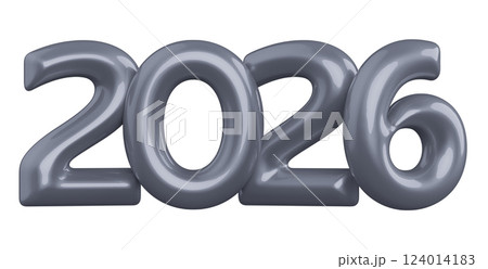 Silver Number For Happy New Year 3D Render 124014183