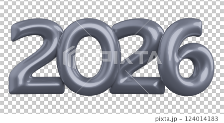 Silver Number For Happy New Year 3D Render 124014183