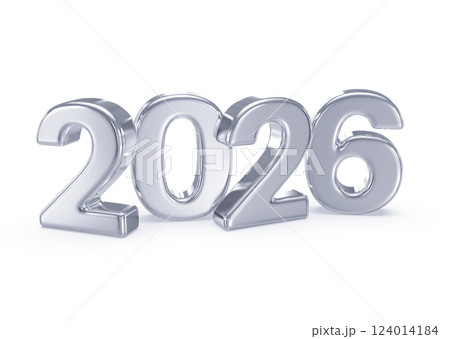 Silver Number For Happy New Year 3D Render 124014184