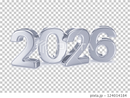 Silver Number For Happy New Year 3D Render 124014184