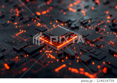 A board placed on top of a computer motherboard AI 124014759