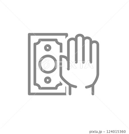 Hand holding money line icon. Financial deposit symbol. Vector illustration. Hand holding money line icon. Financial deposit symbol. Vector illustration. 124015360
