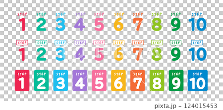 Numbers Steps Icons Hand-drawn Style Set 124015453