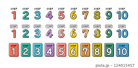 数字  ステップ アイコン 手描き風 セット 数字  ステップ アイコン 手描き風 セット 124015457