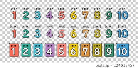 数字  ステップ アイコン 手描き風 セット 数字  ステップ アイコン 手描き風 セット 124015457