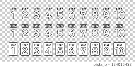 Numbers Steps Icons Hand-drawn Style Set 124015458