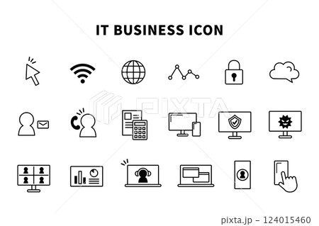 ITビジネスのアイコンセット 情報 通信 ITビジネスのアイコンセット 情報 通信 124015460
