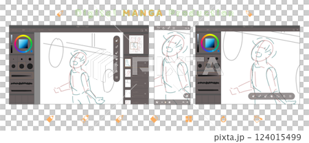 漫画、イラスト制作画面風イラスト　ラフありver 124015499