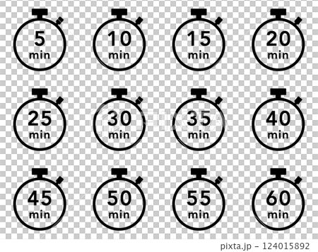 ストップウォッチのアイコンセット（5分間隔） 124015892