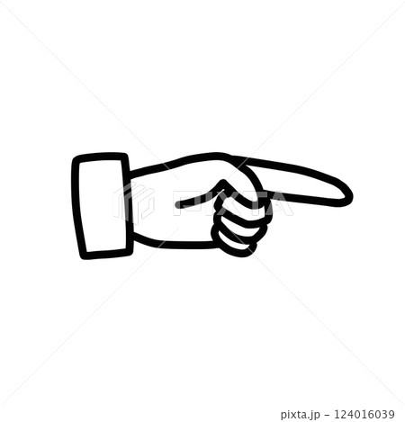 シンプルな白黒の指差しイラスト 124016039