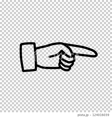 シンプルな白黒の指差しイラスト 124016039