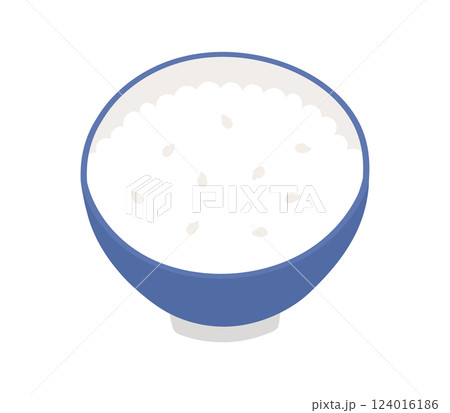 お茶碗に盛られたご飯のイラスト お茶碗に盛られたご飯のイラスト 124016186