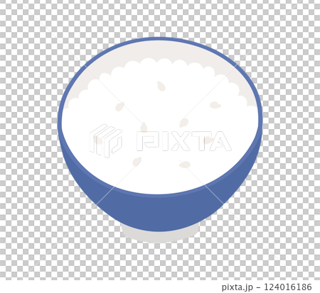 お茶碗に盛られたご飯のイラスト お茶碗に盛られたご飯のイラスト 124016186