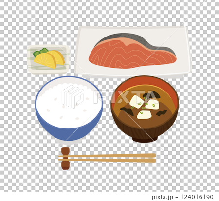 美味しそうな和風朝食のイラスト 美味しそうな和風朝食のイラスト 124016190